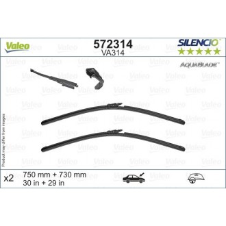 Stěrače Ford S-MAX (15) 07.2018→ Valeo Silencio AQUABLADE 750/730 mm (s ostrekovačmi)